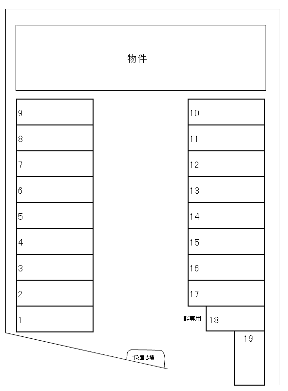 第2コーポ熊澤Pの駐車配置図