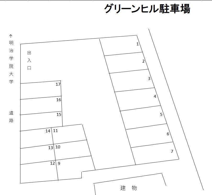 グリーンヒル駐車場の駐車配置図