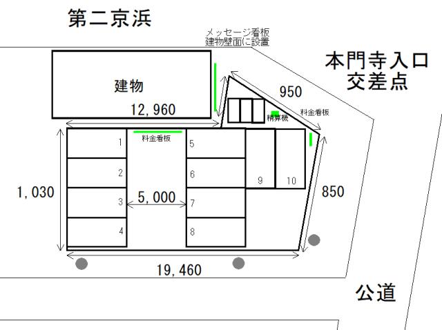 ミノラスパーキング仲池上２丁目の駐車配置図
