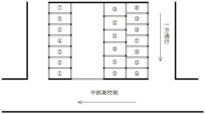 時任町３６番　月極駐車場の駐車配置図