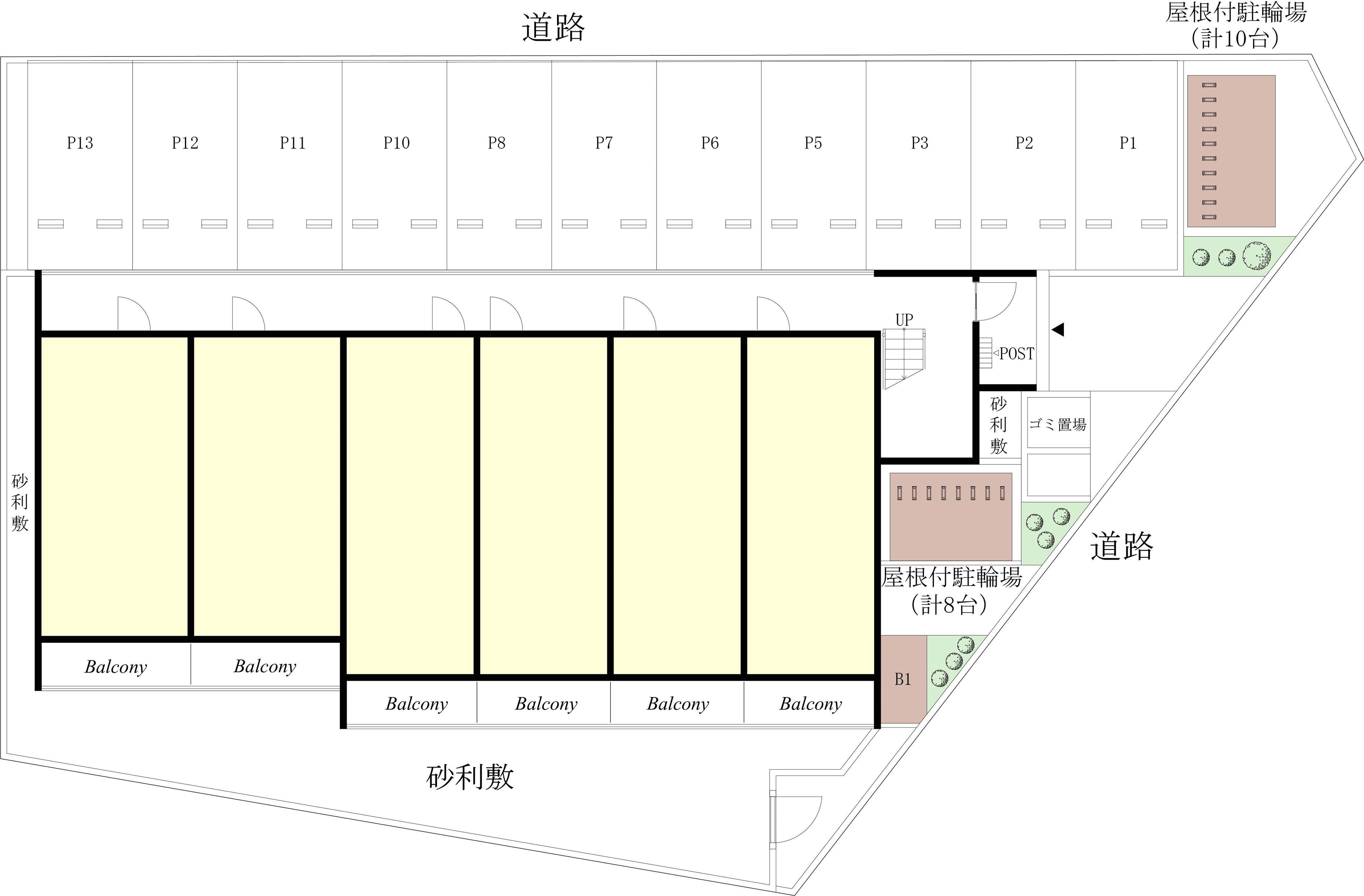 リブリ・グランステート野田新町駐車場の駐車配置図