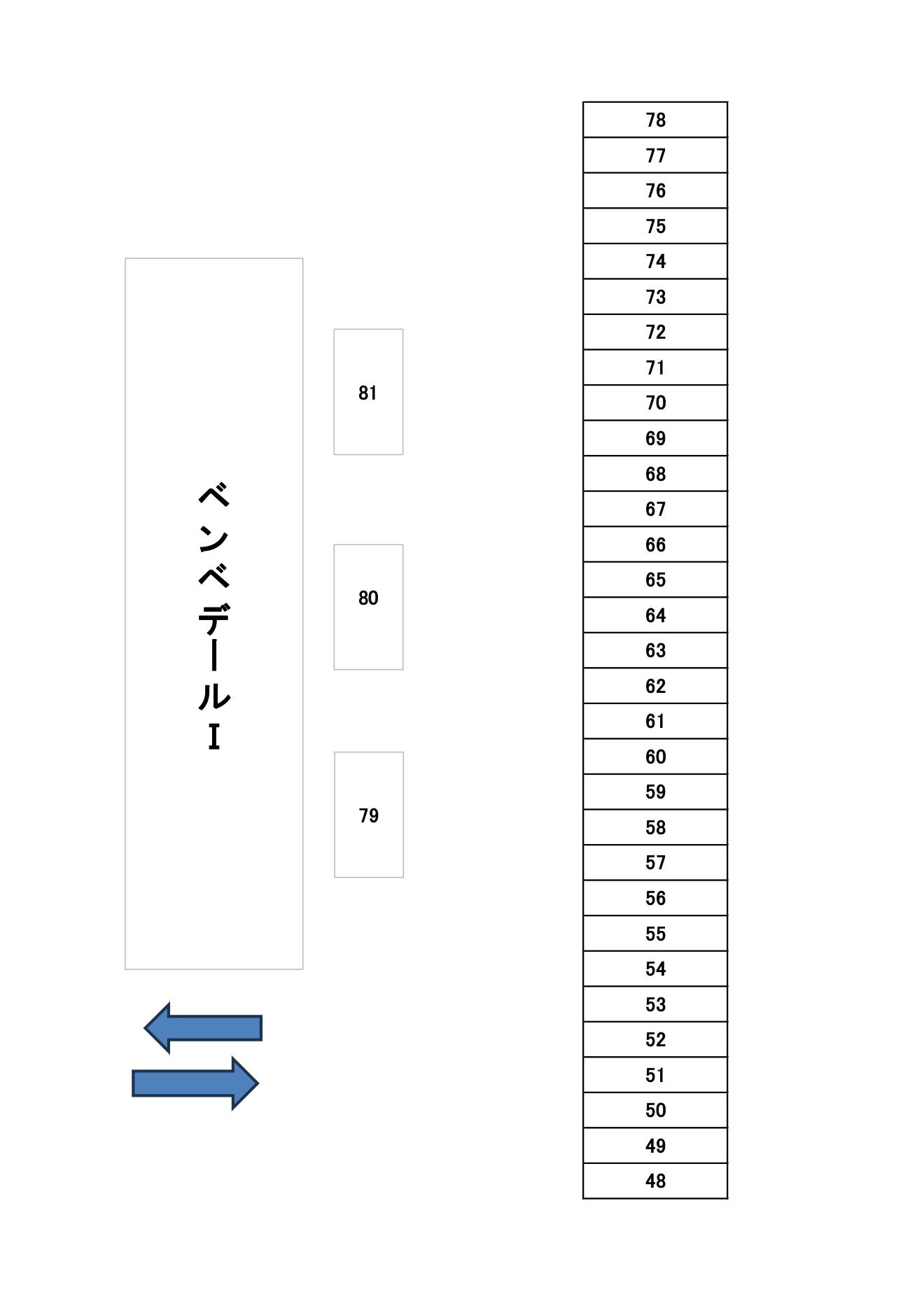 ベンベデール駐車場の駐車配置図