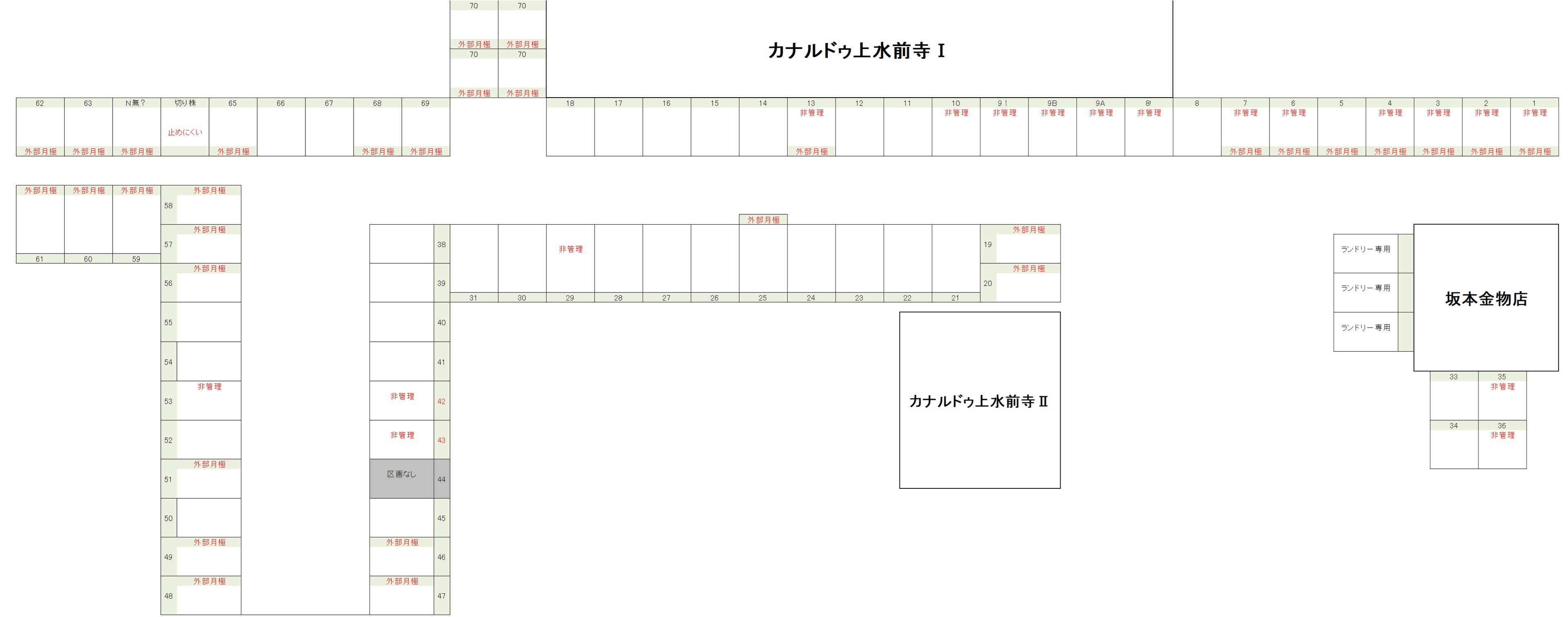 林田パーキングの駐車配置図
