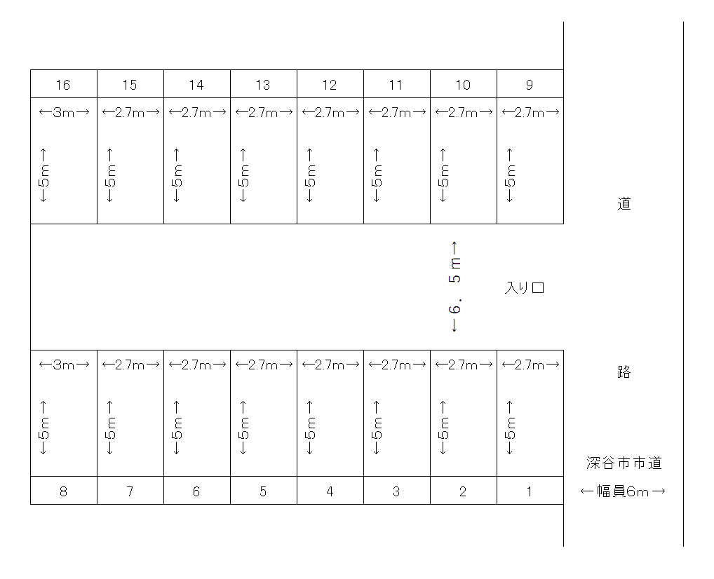 中嶋駐車場の駐車配置図