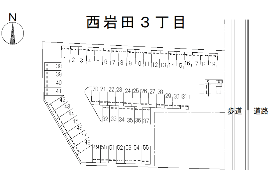 西岩田３丁目の駐車配置図