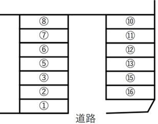 秋元様駐車場の駐車配置図