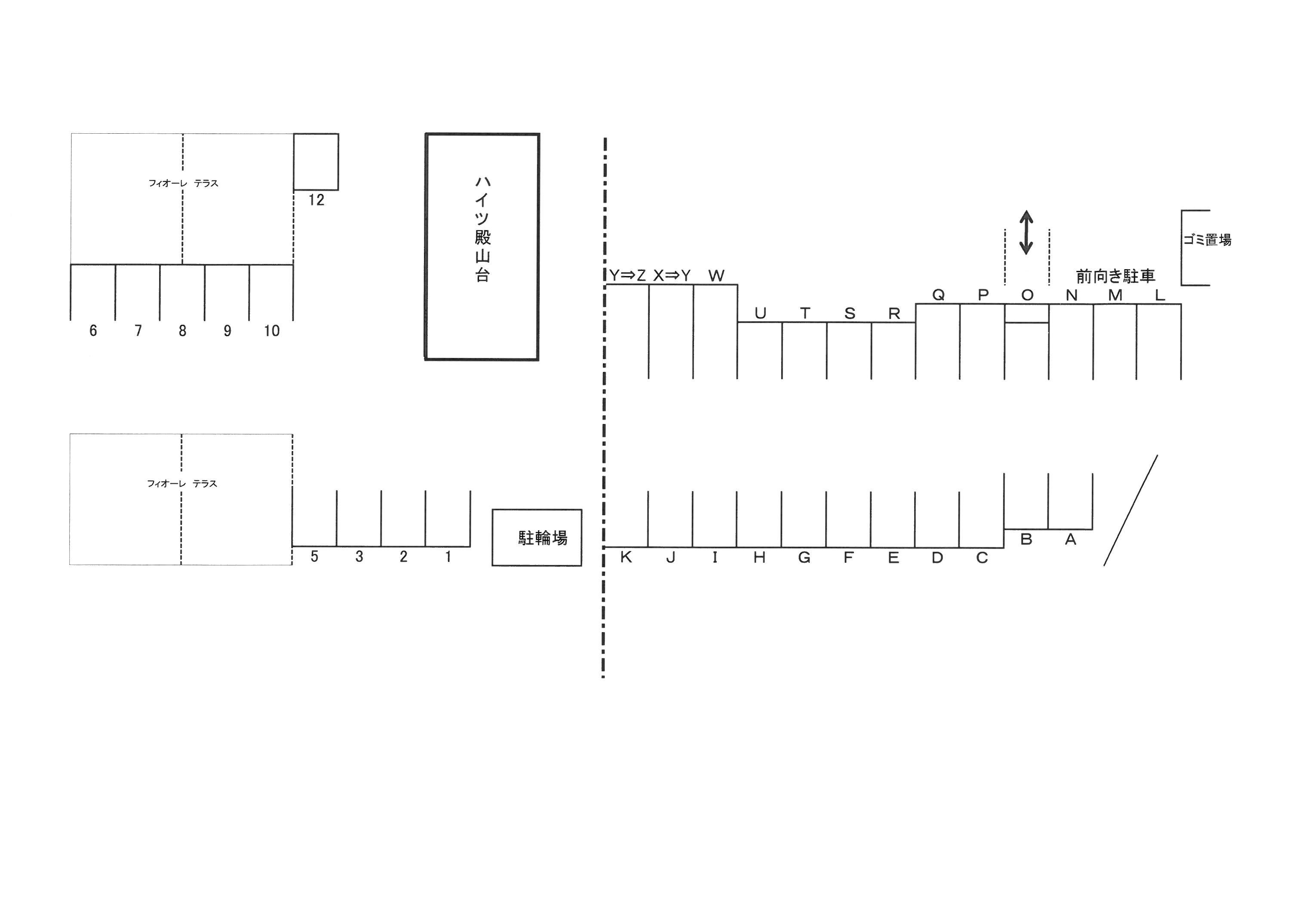 ハイツ殿山台駐車場の駐車配置図