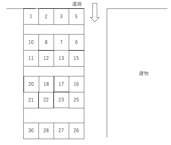 高木駐車場の駐車配置図