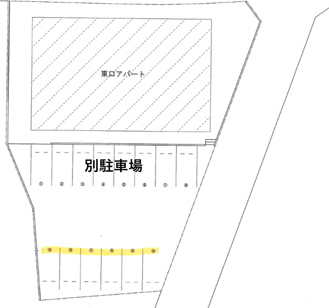 東口アパート駐車場の駐車配置図