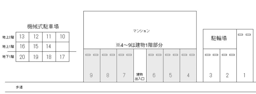 FKリバーフロントレジデンス駐車場の駐車配置図