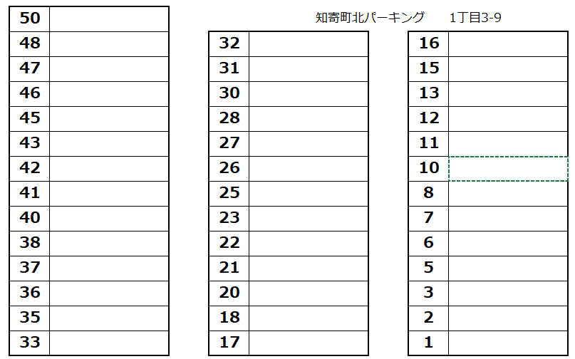 知寄町彼末パーキング　北の駐車配置図