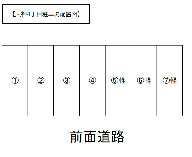 天神４丁目ＫＡＤＯ月極駐車場の駐車配置図