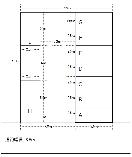 寺本駐車場の駐車配置図