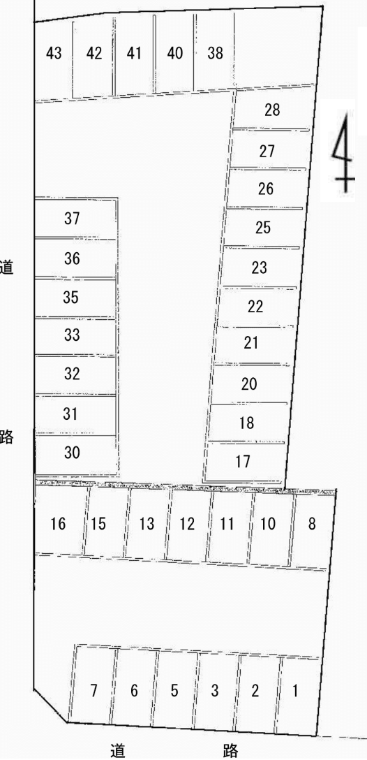 北四ツ居町Ｆモータープールの駐車配置図