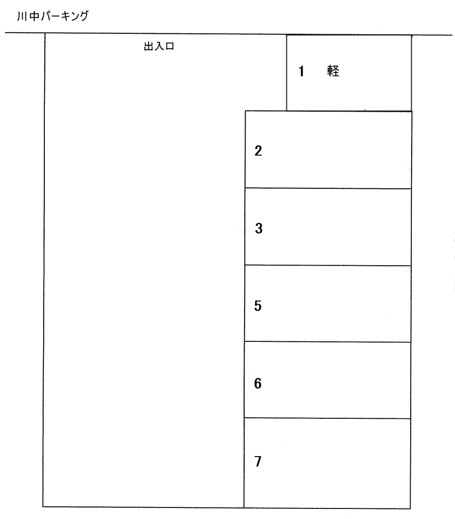 川中パーキングの駐車配置図