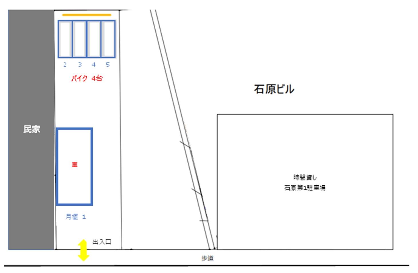 石原第2駐車場の駐車配置図