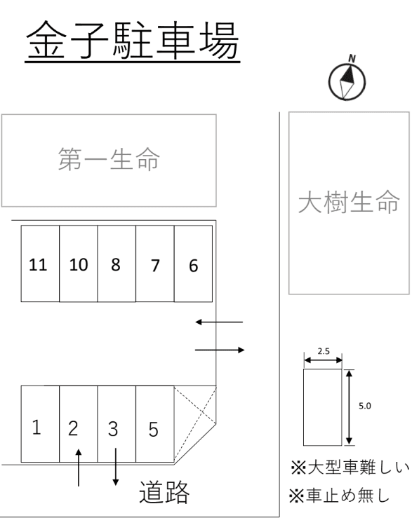 金子駐車場の駐車配置図