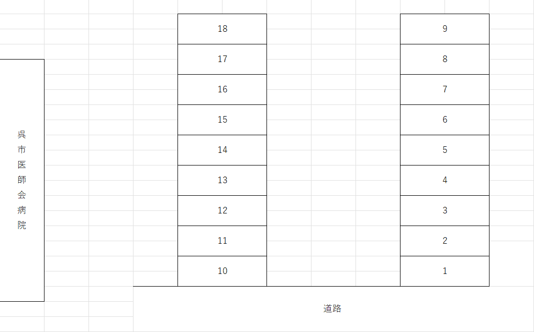 朝日町駐車場の駐車配置図