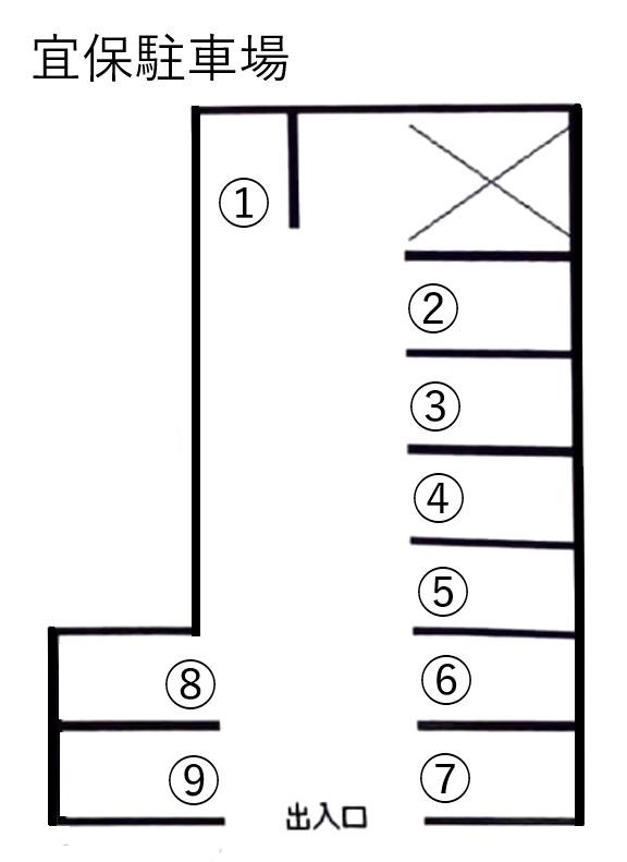 宜保駐車場の駐車配置図