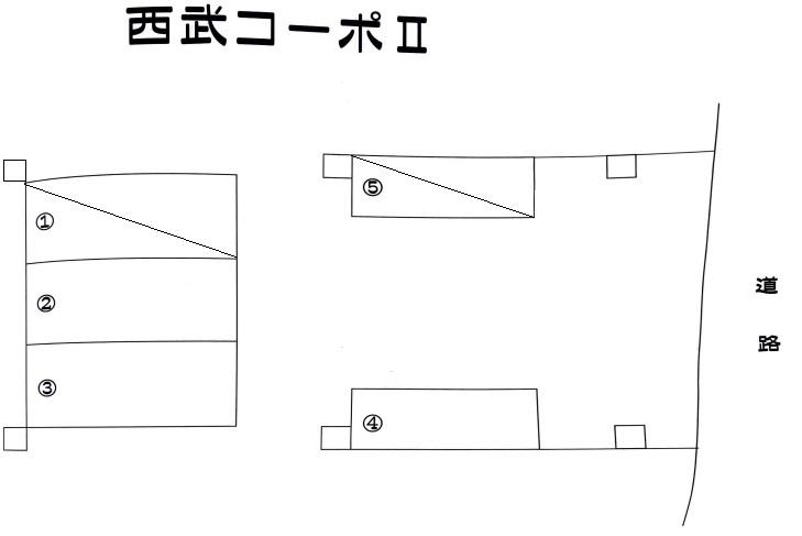 西武コーポⅡの駐車配置図