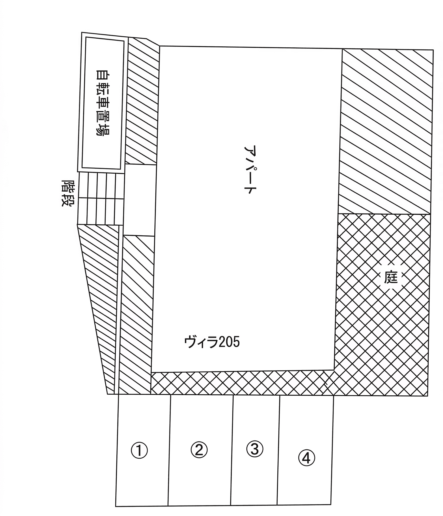 ヴィラ２０５の駐車配置図
