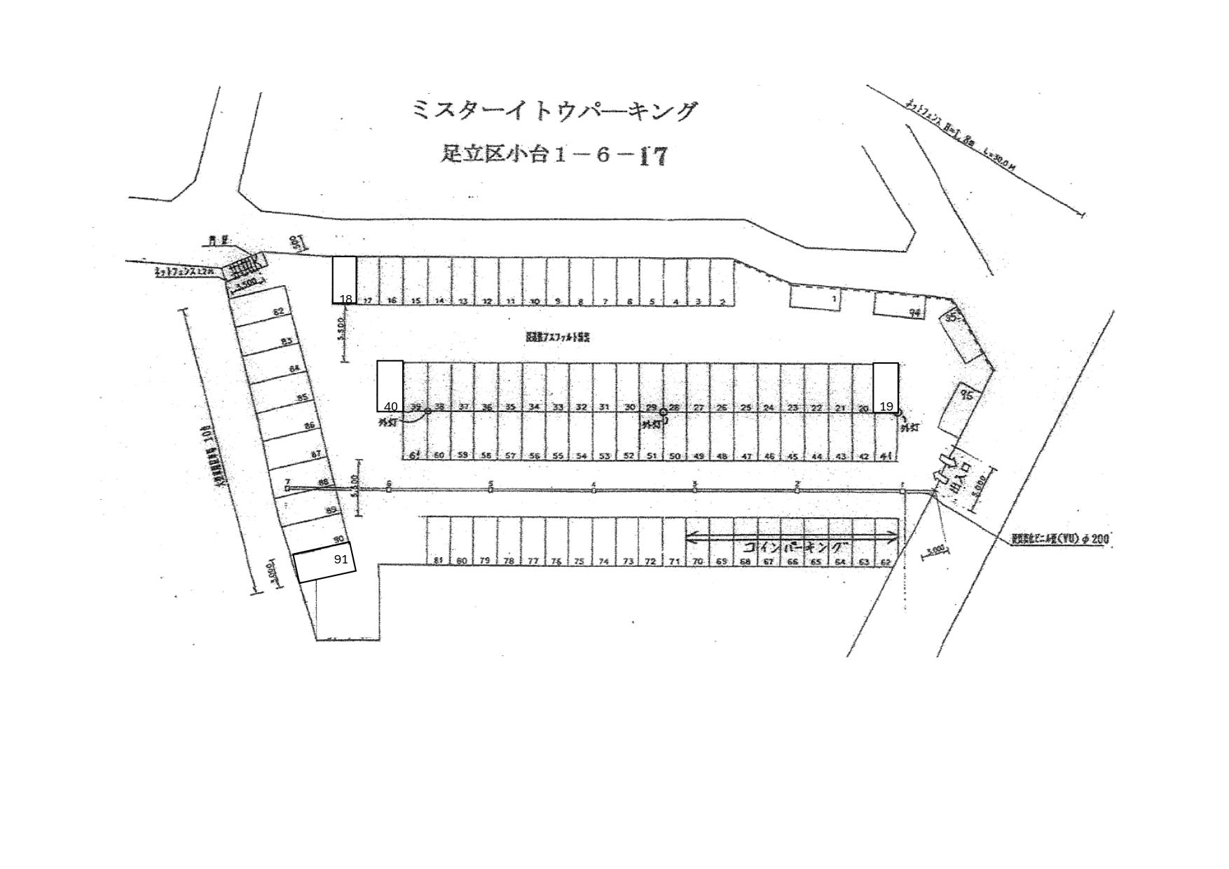 ミスターイトウパーキング（小台）の駐車配置図