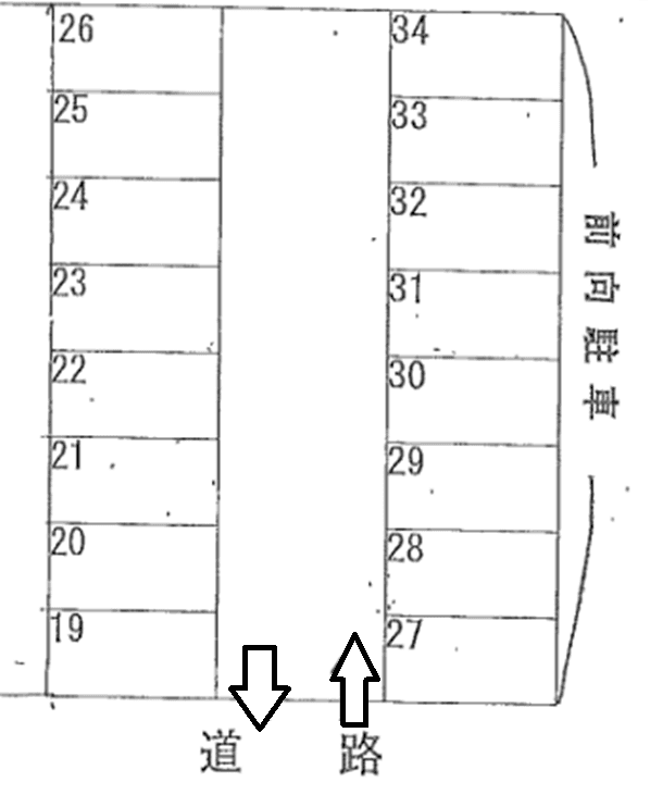 東野町西１丁目４番３の駐車配置図
