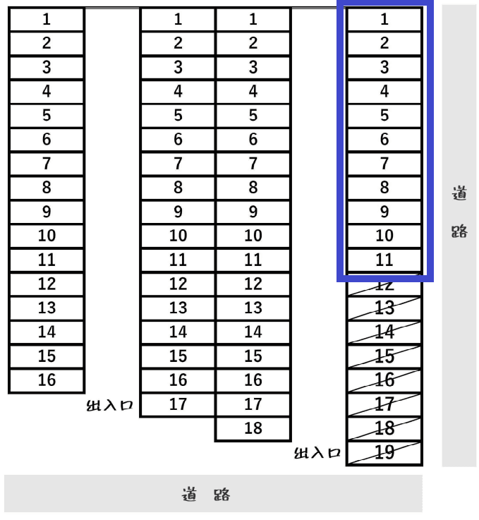 【55022】第一ミナミ駐車場Ａの駐車配置図