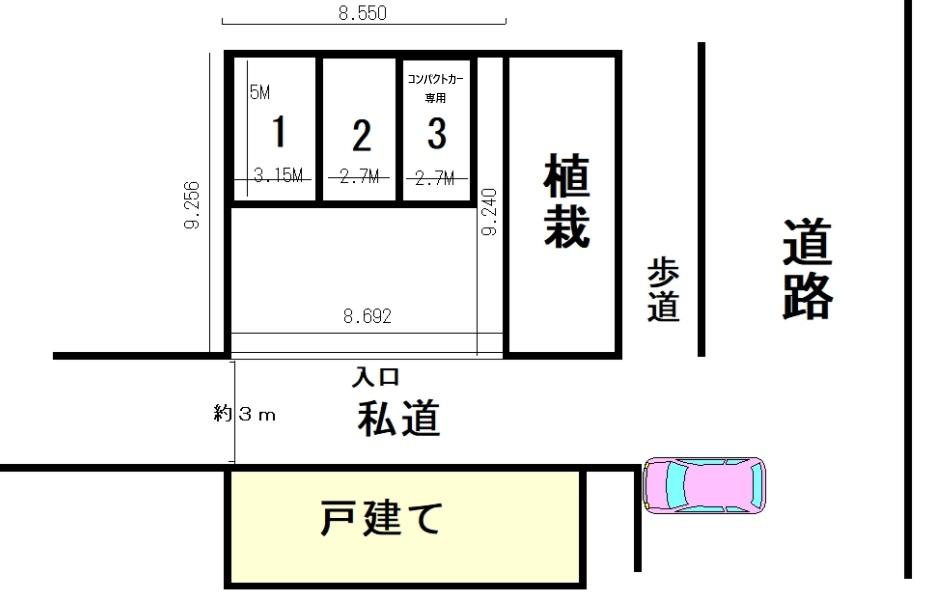 向山3-29駐車場の駐車配置図