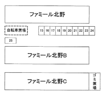 ファミール北野Ｂの駐車配置図