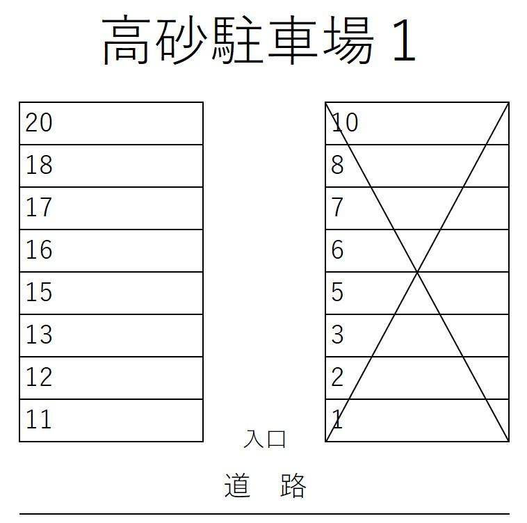 高砂駐車場１の駐車配置図