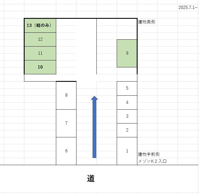 厚井ガレージの駐車配置図
