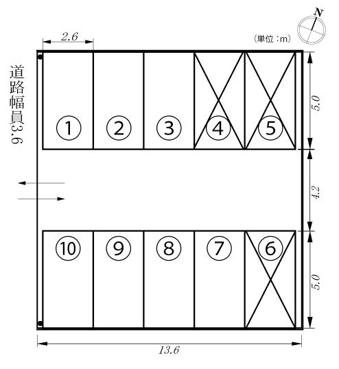 西部駐車場の駐車配置図