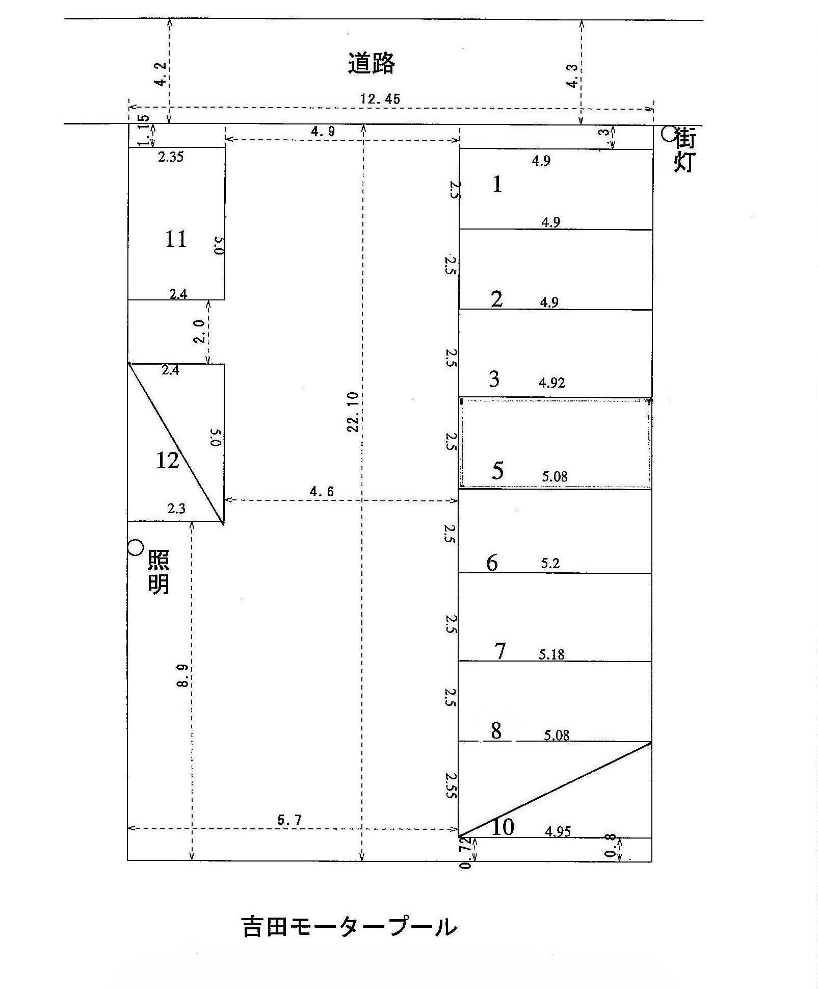 吉田モータープールの駐車配置図
