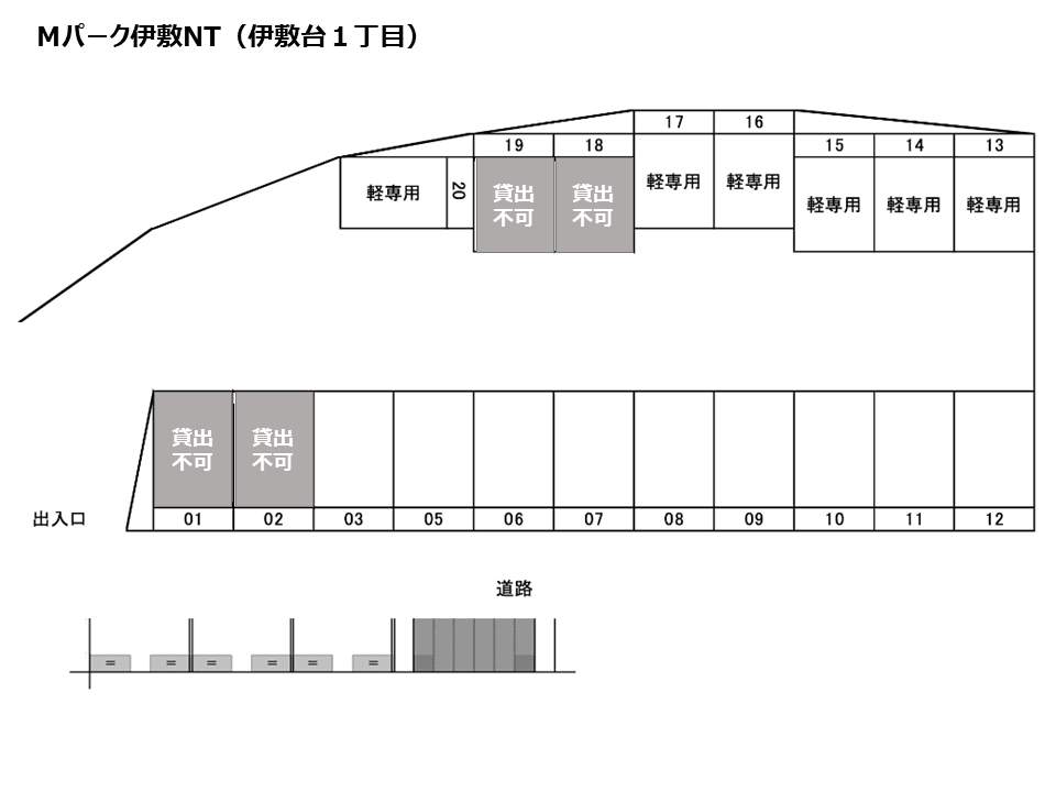 Ｍパーク伊敷NT（伊敷台１丁目）の駐車配置図