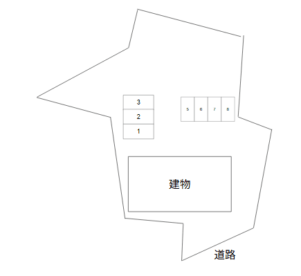 アンプルール　リーブル　ロージナ　駐車場の駐車配置図