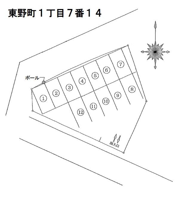 東野町１丁目７番１４の駐車配置図
