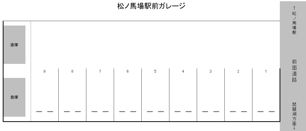松ノ馬場駅前ガレージの駐車配置図