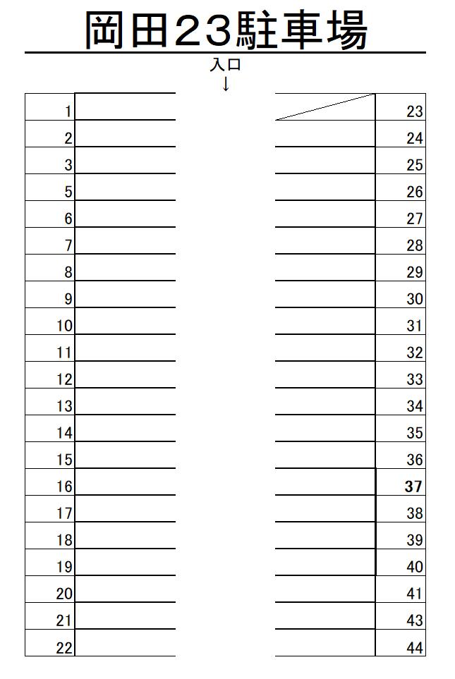 岡田２３駐車場の駐車配置図