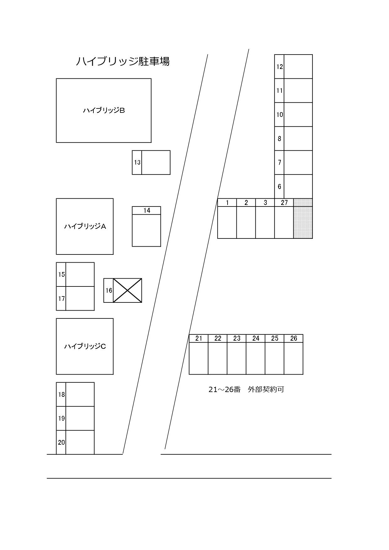 ハイブリッジ駐車場の駐車配置図
