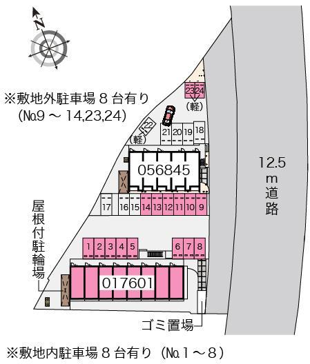 青柳１(17601)　敷地外駐車場の駐車配置図