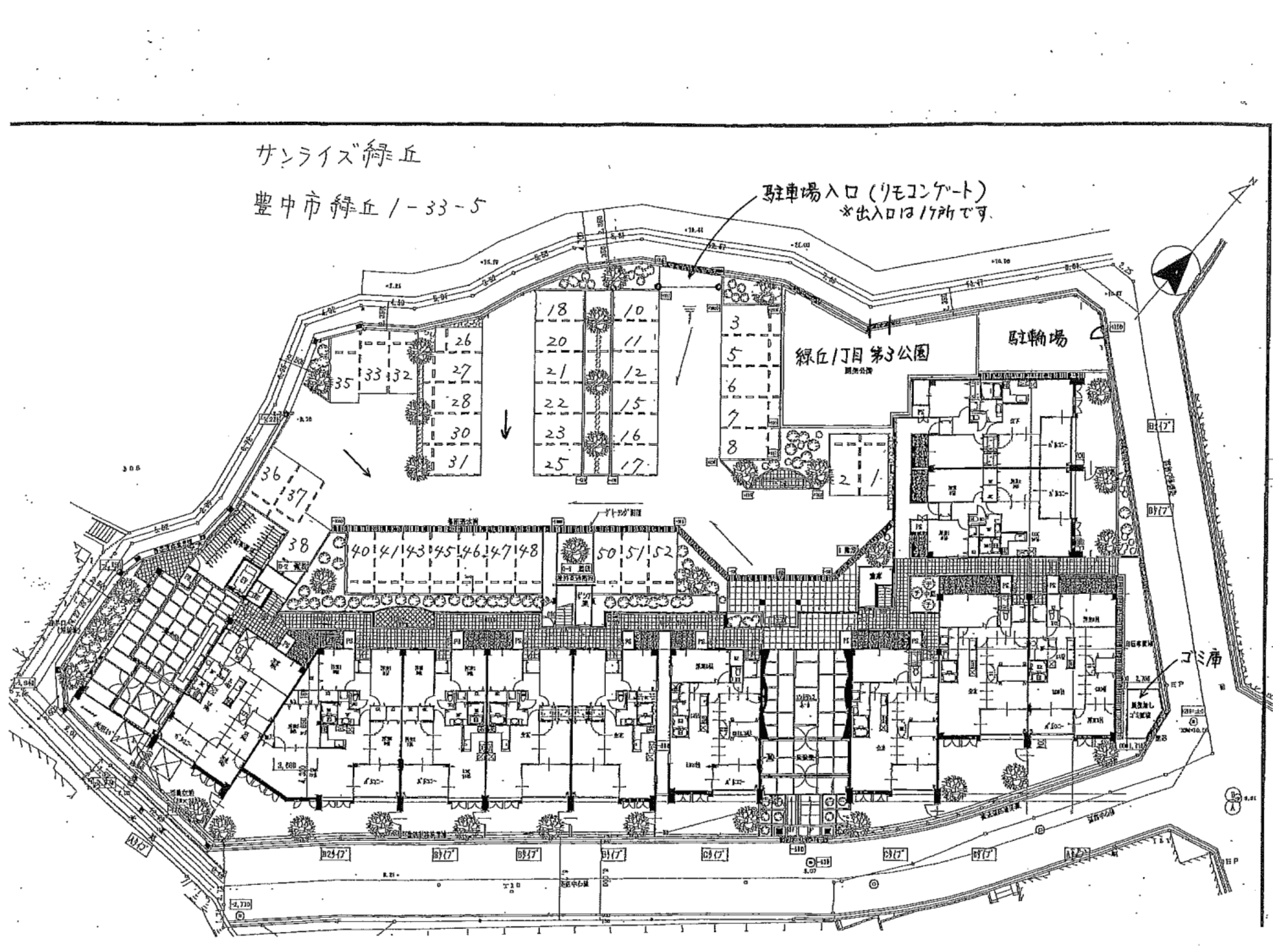 サンライズ緑丘の駐車配置図