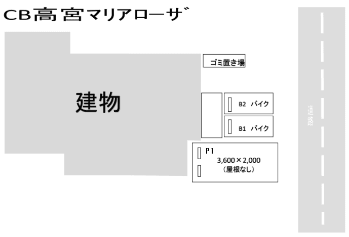 CB高宮ﾏﾘｱﾛｰｻﾞの駐車配置図