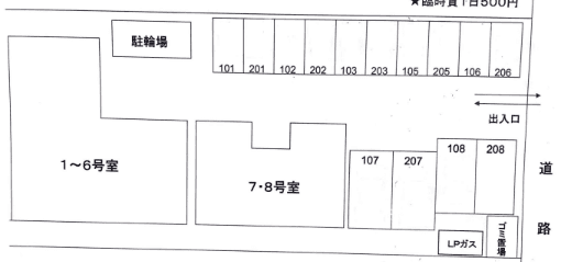 シャンボール内谷駐車場の駐車配置図