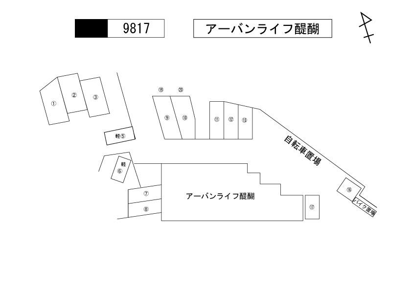 アーバンライフ醍醐の駐車配置図