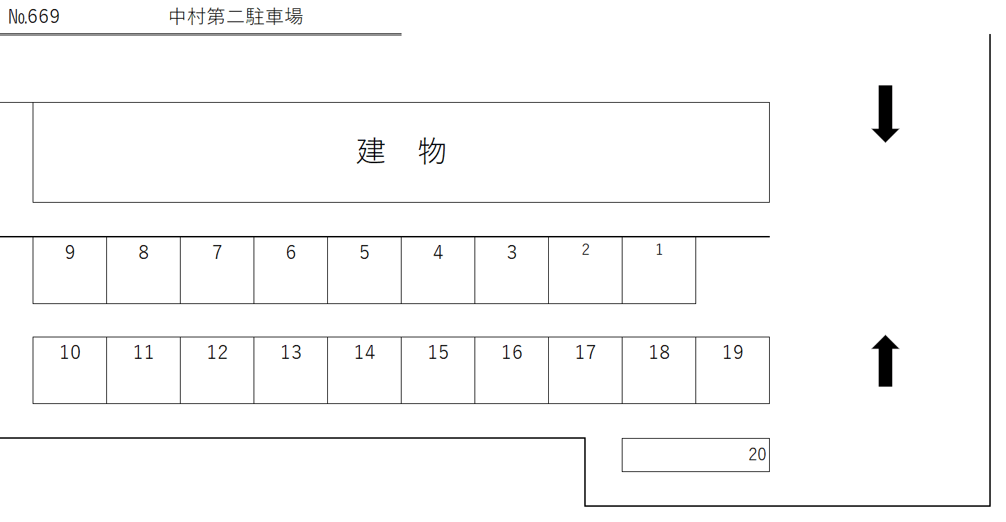 中村第二駐車場の駐車配置図