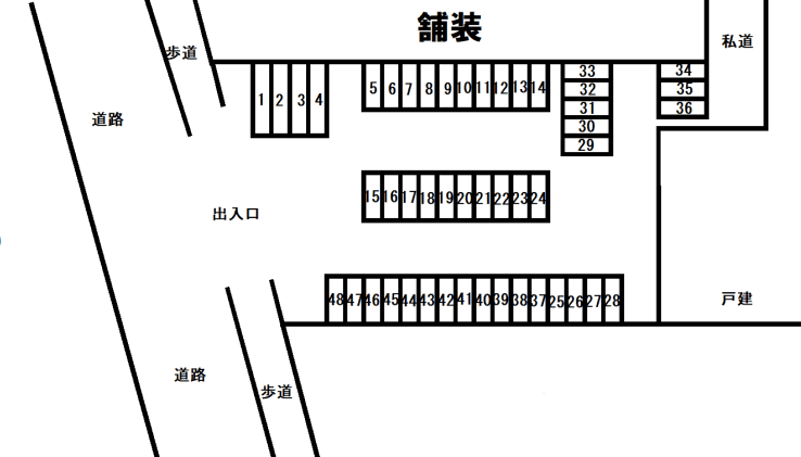 真野第２駐車場の駐車配置図