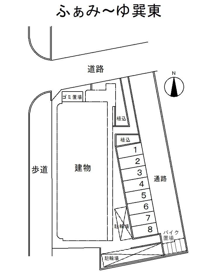 ふぁみ～ゆ巽東駐車場の駐車配置図
