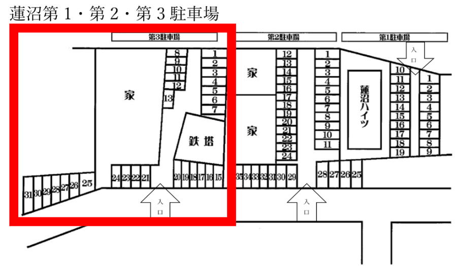 蓮沼第3駐車場の駐車配置図