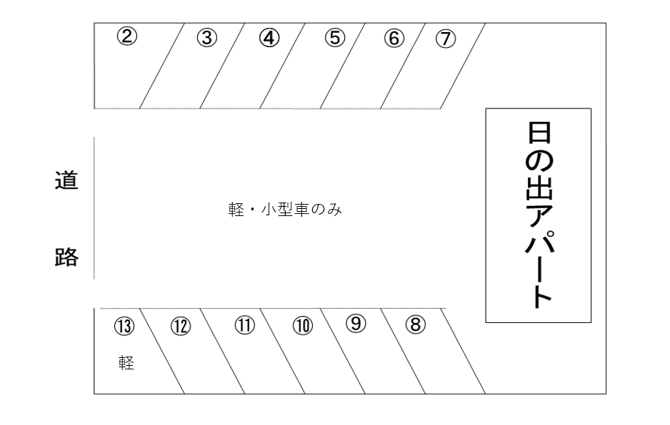 日の出アパート駐車場の駐車配置図